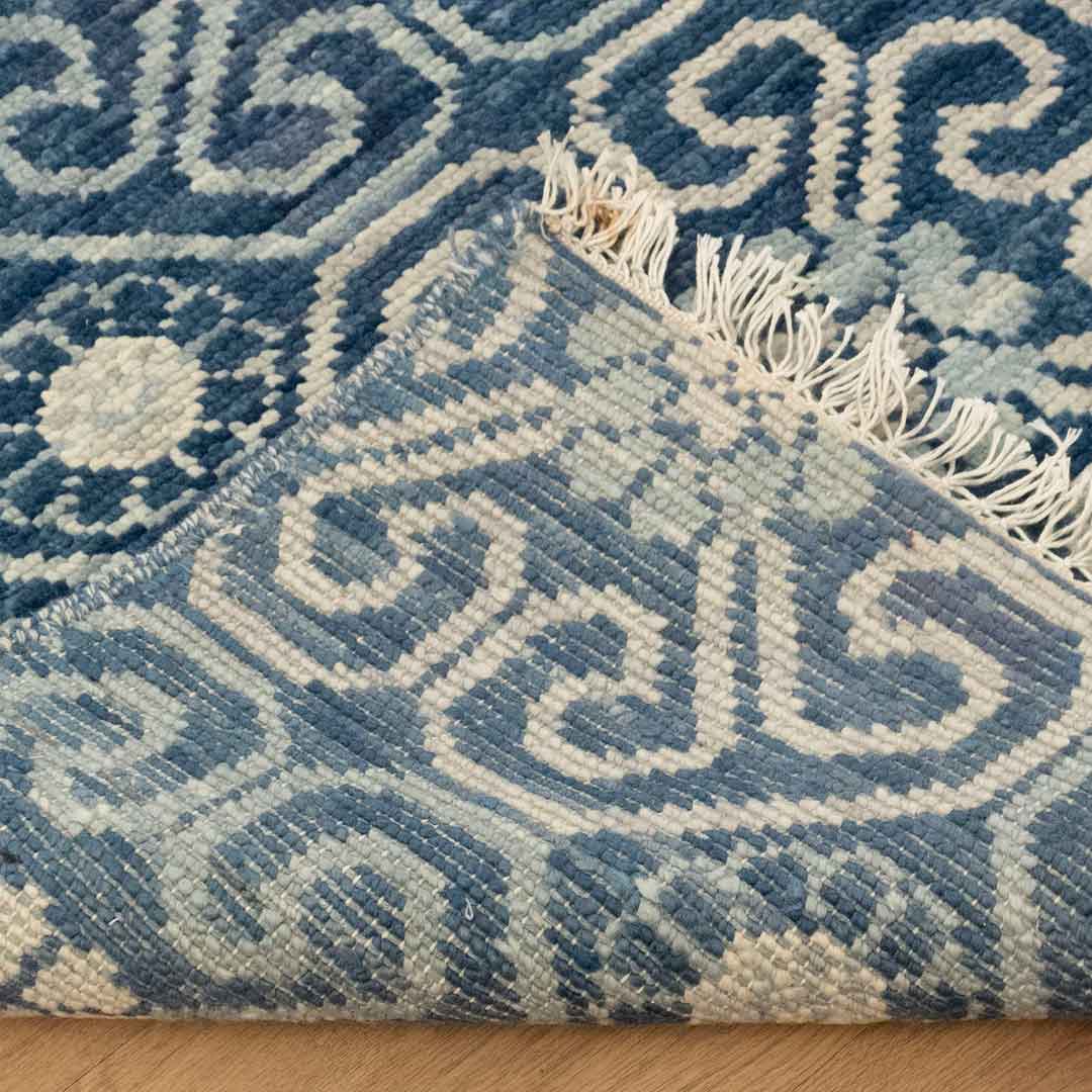 Blue Exquisite Hand-Knotted Oushak Rug: Perfect for Modern Homes | Order Rug Online